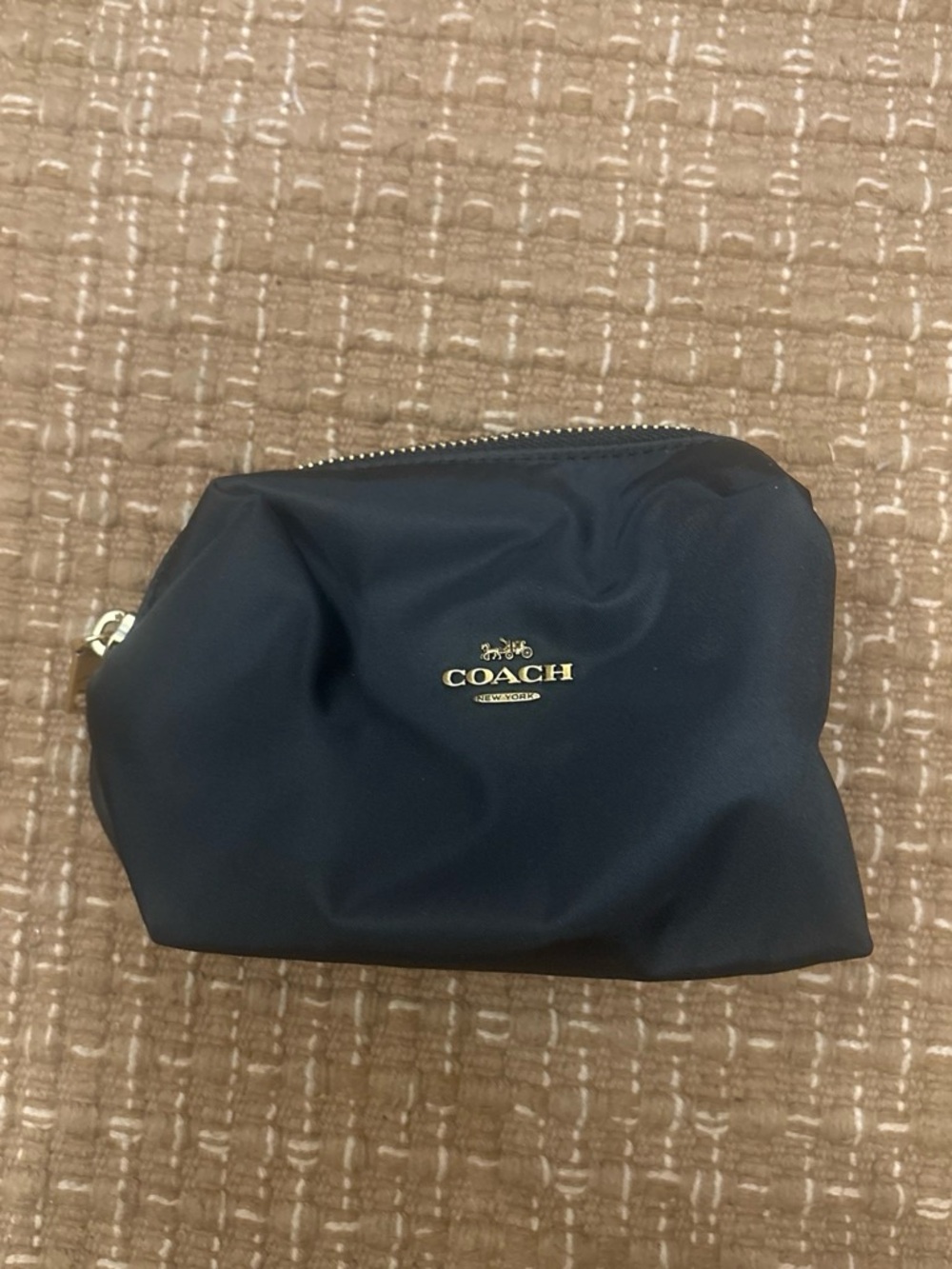 Coach Black Nylon Cosmetic Pouch with Gold Logo